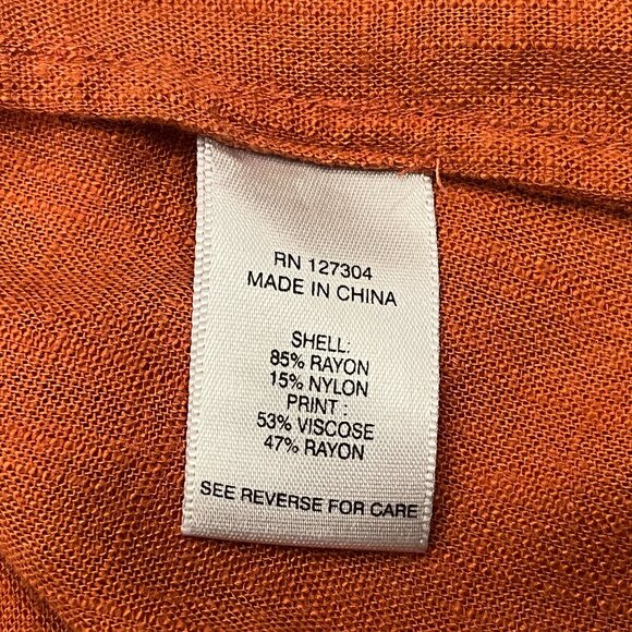 John Mark Orange Tunic Top Blouse Long Sleeves w/ Tie Wrists Buttons Women's XL - Picture 11 of 12